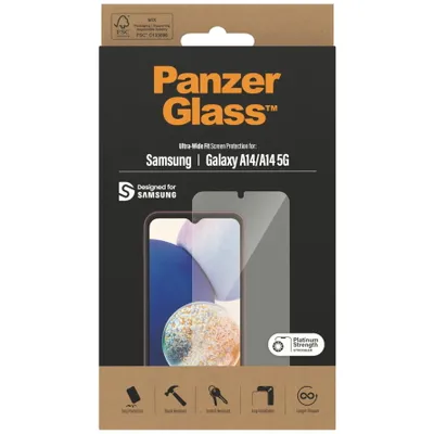 Productafbeelding van PanzerGlass Ultra-Wide Fit Anti-Bacterial Screenprotector voor de Samsung Galaxy A14 (5G/4G)