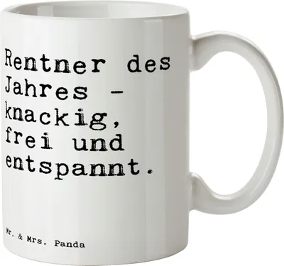 Produktbild von Mr. & Mrs. Panda Becher Rentner des Jahres -... - Weiß - Geschenk, Kaffeetasse, Rentnerin, Sprüche, Teetasse, Spruch Weisheiten Zitate Lustig Weisheit Worte, Kaffeebecher