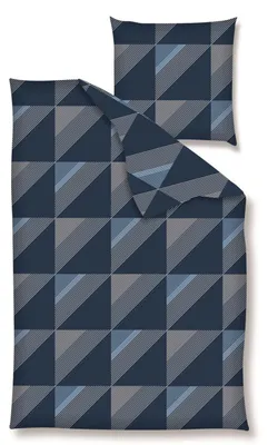Produktbild von Nanette Renforcé Bettwäsche - geometrisches Muster, blau 135 x 200 cm geometrisches Muster, blau