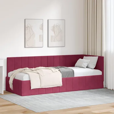 Obrázek produktu pro vidaXL Rohový rám postele s čelem vínově červený 80 cm x 200 cm sametový