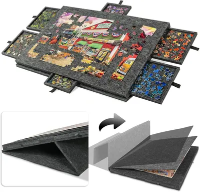 Obrázok produktu pre Puzzle stôl 1000 dielikov, plsť, so stojanom a 6 zásuvkami, pre puzzle