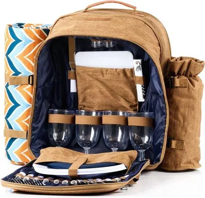 Produktbild von Famanu Picknickrucksack 32-teilig - Braun