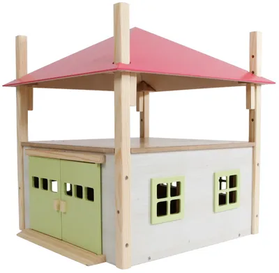 Immagine prodotto di Kids Globe Scheune rosa mit Lagerraum für Stroh, Holz 1:32, Bauernhof Schuppen