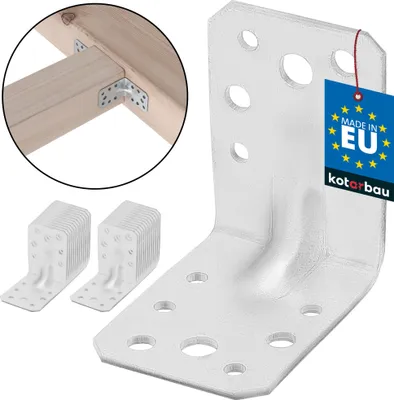 Produktbild von KOTARBAU® 25er Set Winkel 60x60x45 mm Winkelverbinder Schwerlastwinkel aus feuerverzinkter Stahl Eckwinkel mit Sicke Blechwinkel Metallwinkel 90 Grad Stahlwinkel Winkelprofil Bauwinkel Stuhlwinkel