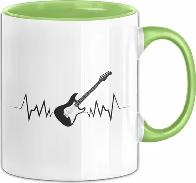 Produktbild von Gitarre Tasse Herzschlag Geschenk Gitarrist Instrument Gitarrenspieler (Grün)