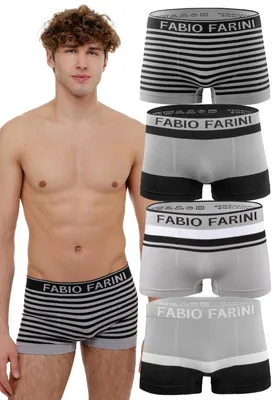 Produktbild von Fabio Farini - 4 Stück Herren Unterhosen - Männer Retroshorts aus weicher Microfaser im sportlichen Look mit Logoschriftzug