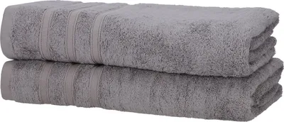Produktbild von 2er Pack Duschtücher 70x140 cm Baumwolle Weich Frottee Uni Saugfähig Duschtuch, Farbe:anthrazit