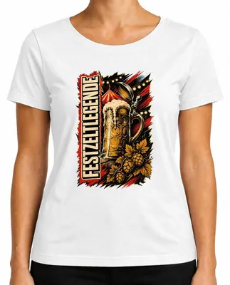 Productafbeelding van Feesttentlegende, biermok, , traditionele kleding, dames T-shirt, wit, maat M