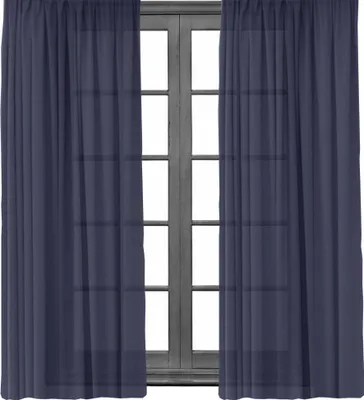 Produktbild von 2 Stück Gardine mit Kräuselband Blickdicht Leinen Look 140x245cm Vorhänge Gardinen Vorhang Universalband für Schiene Blau 2er Pack