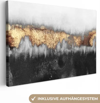 Produktbild von MuchoWow® - Leinwandbilder - Gold - Chic - Abstrakt, Wandbild, Wanddeko Bilder Wohnzimmer, 60x40 cm