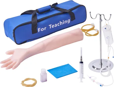Immagine prodotto di Set di allenamento per braccio da flebotomia per prelievo di sangue, set di allenamento per venipuntura endovenosa, set di braccio da esercitazione endovenosa altamente simulato con custodia per il trasporto, abilità endovenosa, per studenti, infermieri