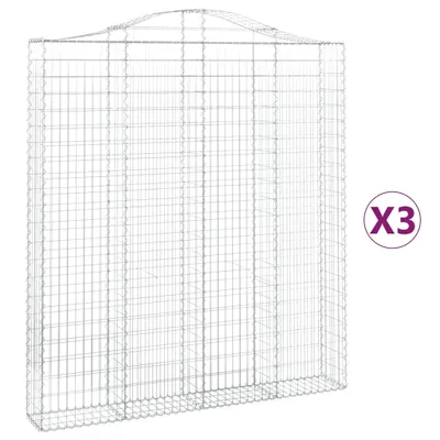 Produktbild von Gabionen mit Hochbogen 3 Stk. 200x30x220/240cm Verzinktes Eisen