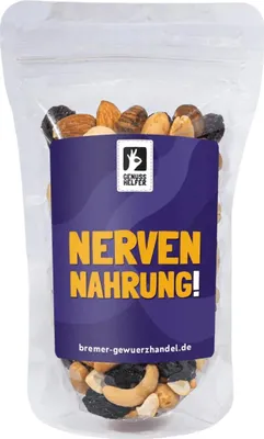 Produktbild von GeNUSSmischung, Nervennahrung, Nussmix, Studentenfutter mit Spruch, 175g