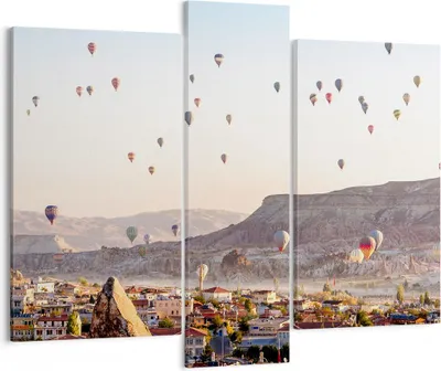 Produktbild von Bild auf Leinwand - Leinwandbild - Berge Ballon Flug - 95x80cm - Wand Bild - Wanddeko - Wandbilder - Leinwanddruck - Bilder - Kunstdruck - Wanddekoration - Leinwand bilder - Wandkunst - CB95x80-3997