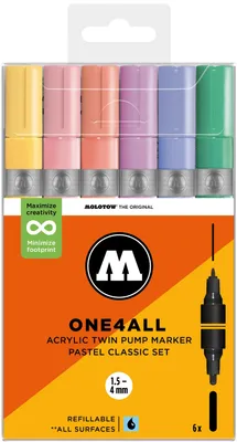 Zdjęcie produktu dla Markery akrylowe MOLOTOW One4All Twin, zestaw 6 pasteli A