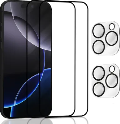 Produktbild von 2-Pack Displayschutzfolie & 2-Pack Objektivschutz fur Iphone 16 Pro aus 9H gehärtetem Glas