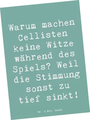 Produktbild von Mr. & Mrs. Panda Postkarte Spruch Cello Witz Verdorben - Meeresbrise - Geschenk, Klassische Musik, Solo, Grußkarte, Orchester, Lernen, Postkarten, Streichinstrument