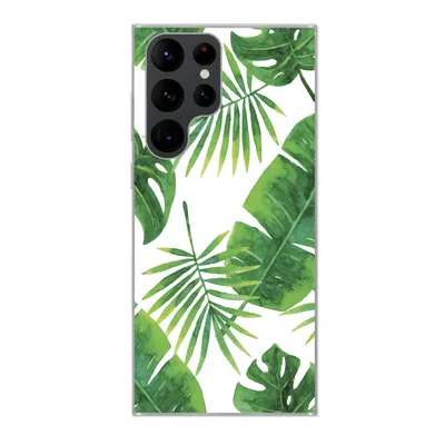 Produktbild von MuchoWow® Handyhülle Schutzhülle Hülle für Samsung Galaxy S22 Ultra Tropisch - Blätter - Muster Silikon Softcase Handy Hülle - Abbildung