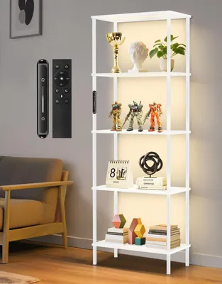 LED-Bücherregal 5 Ebenen, 60x30x170 cm, dimmbar mit Fernbedienung
