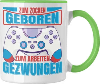 Produktbild von Trendation - Lustige Gamer Tasse Zocker Geschenk Gamer Gamergirl Geschenkidee Geburtstag Zum Zocken Geboren (Grün)