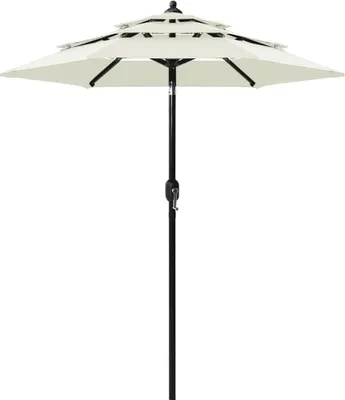 Image de Maison Exclusive - Parasol à mât en aluminium, 3 couches, couleur sable, 2 m