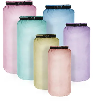 Produktbild von Wasserdichter Trockenbeutel Packsack Drybag - 3 Liter - 6er-Set - Schultergurt - Macaronfarben