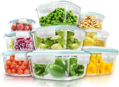 Immagine prodotto di Contenitori in vetro per alimenti - Contenitori trasparenti in vetro con coperchio - A tenuta ermetica, a prova di perdite, senza BPA - Set da 18 pezzi