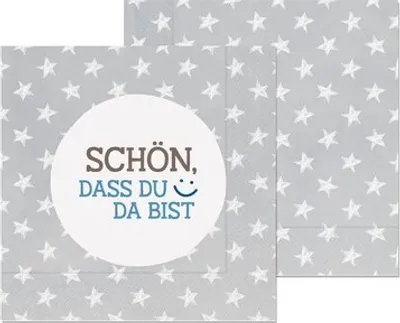 Produktbild von 20 Servietten Schön, dass - Du da bist mit Sterne 33x33cm