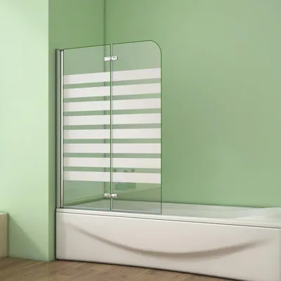 Produktbild von BxH:120x140cm Badewannenaufsatz Badewannenfaltwand 6mm ESG Glas Duschwand L