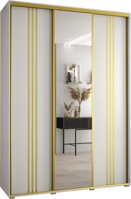 Produktbild von MEBLE KRYSPOL Davos 7 Schrank, drei Türen - 235,2x180x45 cm - Weiß Weiß Gold