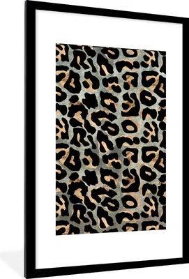 Produktbild von MuchoWow® Gerahmtes Poster Pantherdruck - Schwarz - Grau 60x90 cm - Poster mit Schwarzem Bilderrahmen Wandposter Rahmen Foto Bilder - Dekoration - Wandposter Wohnzimmer - Hochwertig
