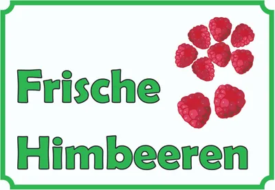 Produktbild von Verkaufsschild Schild Himbeeren A6 Rückseite selbstklebend