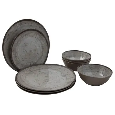 Produktbild von Bo-Camp 12-tlg. Geschirrset Halo Melamin Beige