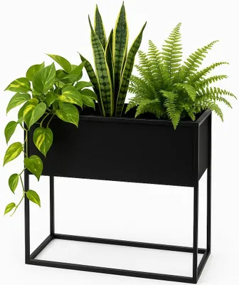 Produktbild von FRAMADO, Pflanzenständer Petto, Metallregal, Blumenständer, 60x30x60cm, Schwarz