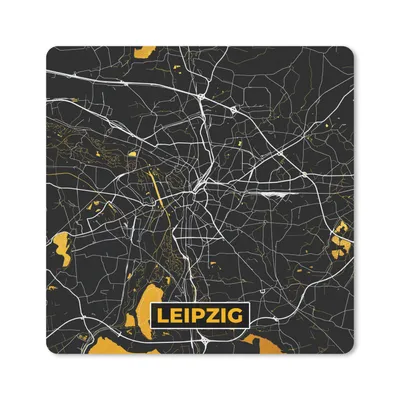 Produktbild von MuchoWow® Mauspad Mousepad Leipzig - Gold - Stadtplan - Deutschland - Karte 20x20 cm - Mousepads - Maus Mat - Pad - Mausunterlage - Desk Mat - Bureauartikeln