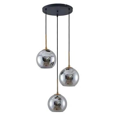 Produktbild von Lindby Hängelampe Jurian, 32 cm, 3-flg., bronze, rauch, Glas