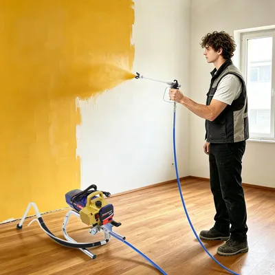 Produktbild von Luftlose Farbspritzgerät, 1500W, 3300 PSI, 8m Schlauchlänge, Düsentyp 517, 39x21x35cm