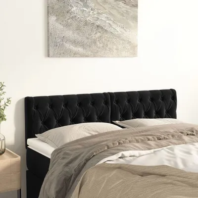 Produktbild von vidaXL Kopfteile 2 Stk. Schwarz 72x7x78/88 cm Samt - Kopfteil - Kopfteile - Bett-Kopfteil - Bettkopfteil