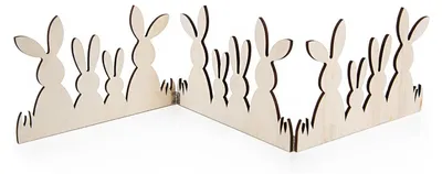 Osterhasenfamilie aus Holz, klappbar, 66 x 14 cm