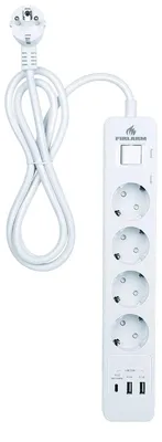 Image de Multiprise avec 4 prises, 2 ports USB et 1 connecteur de type C, 4000 W