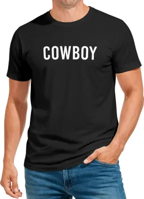 Produktbild von Herren T-Shirt Cowboy Fasching Karneval Fastnacht Faschingsshirt Last Minute Kostüm Verkleidung Fun-Shirt Moonworks®