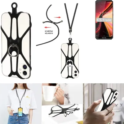 Produktbild von K-S-Trade 3in1 Handykette Handyband Handykordel Halsband Smartphone-Ring Handy-Ring kompatibel mit Oukitel K13 Pro Fingerhalterung Handyring