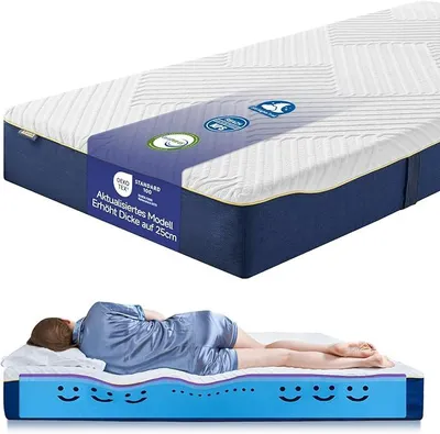 Produktbild von Matratze 90x200 25cm Höhe H3 Kaltschaum Rollmatratze  | 7-Zonen Orthopädische Memory Schaum Matratze Ergonomische Kaltschaummatratze Hypoallergen Antibakteriell Atmungsaktive Bezug