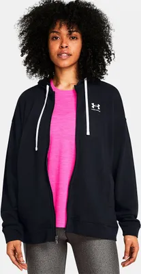 Produktbild von Under Armour Rival Terry Oversized Reißverschlusspullover Schwarz S Frau Schwarz S