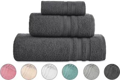 Produktbild von Ibenzoa® Handtuch-Set 3-teilig – 100% Baumwolle, Badetuch 70×140 cm, Handtuch 50×100 cm, Gästetuch 33×33 cm, verschiedene Farben