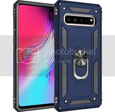Produktbild von LaimTop Galaxy S10 5G Hülle, Hybrid Robuste Rüstung Drehbarer Ring Halter Ständer Dual Layer Hard PC + TPU Stoßfest Schutzhülle für Samsung Galaxy S10 5G Navy