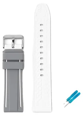 Image de Bracelet de montre, matériau en silicone, design étanche, gris et blanc, 22 mm