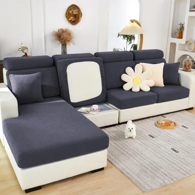 Immagine prodotto di Copertura per divano, fodera per cuscini, elasticizzata, grigio scuro, 100-125 cm
