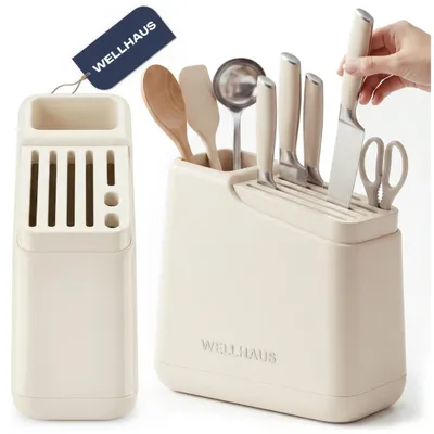 Produktbild von WELLHAUS Messerblock Messerhalter Creme Küchenutensilien Organizer