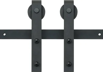 Immagine prodotto di Kit hardware per porta scorrevole da fienile da 8 piedi, kit binario per porta da fienile per carichi pesanti da 330 libbre per porta singola, adatto a pannelli porta larghi 3,7-4,3 piedi e spessi 1,3"-1,8", con puleggia fluida e silenziosa (a forma di J)